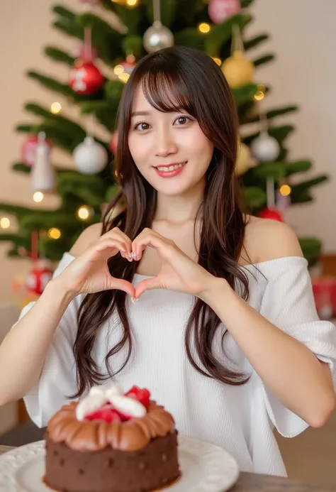 Christmas tree in the back,(top-quality,8K quality,​masterpiece:1.3,),( ultra high resolution, photorealistic:1.4,  Uncut Pictures  ),(Ultra-detailed,caustics, perfect anatomy),(Ultra-realistic capture, beautiful and detailed skin ),( girl laughing big in ...