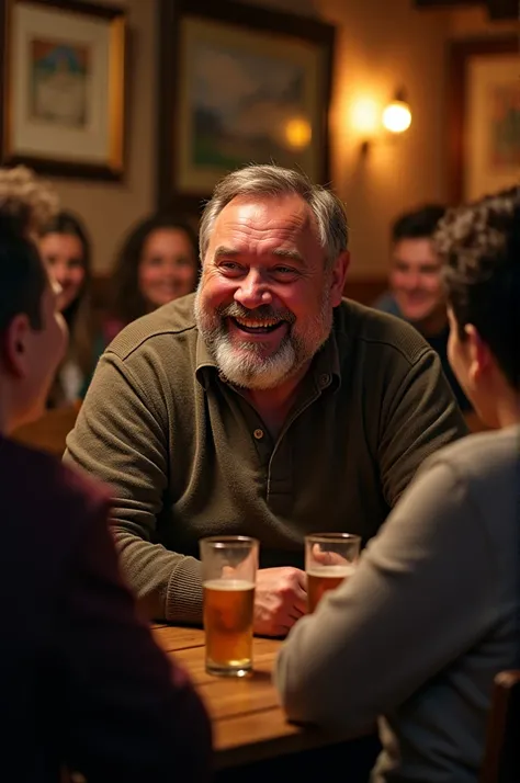 Photo of a full-bodied man who is told a funny story 