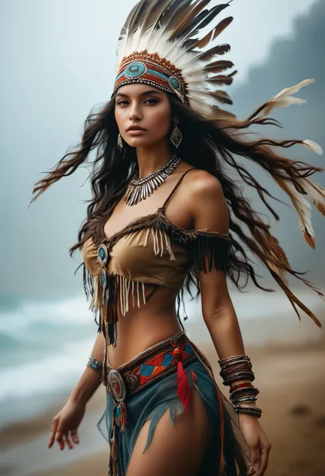 score_9, score_8_up, score_7_up, score_6_up, score_5_up, score_4_up,(best quality,4K,8k, high res icon,masterpiece:1.2), ultra-detailed, hi res, (super realistic:1.37), super photo real, Dancing Poses, 1 extraordinary Beautiful Native American Woman in a G...