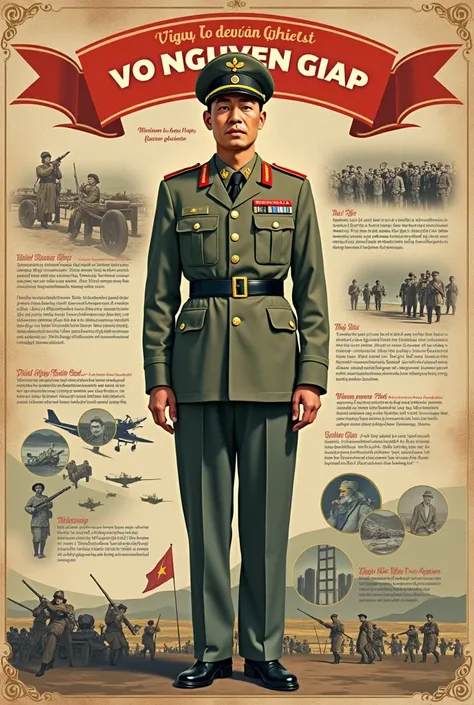 Infographic photo of the biography and revolutionary life of General Vo Nguyen Giap