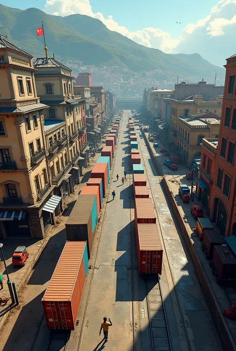  I want a themed room that shows the port of Valparaiso, with its containers and the movement of the port 