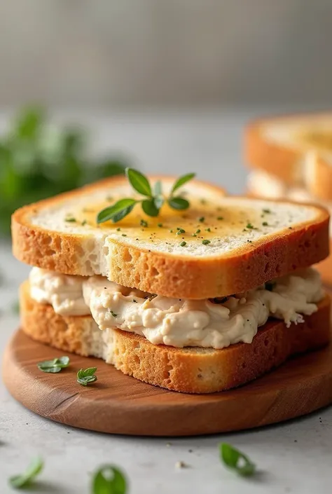 Realistic natural sandwich with chicken pâté 