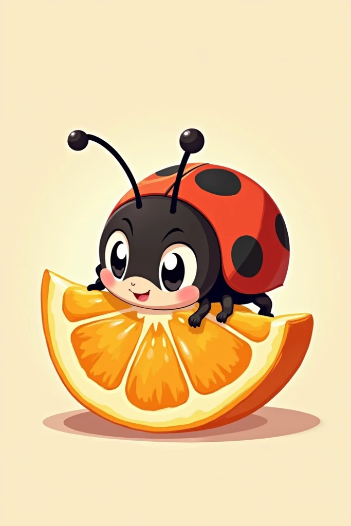 Ladybug cute  manga eating an orange