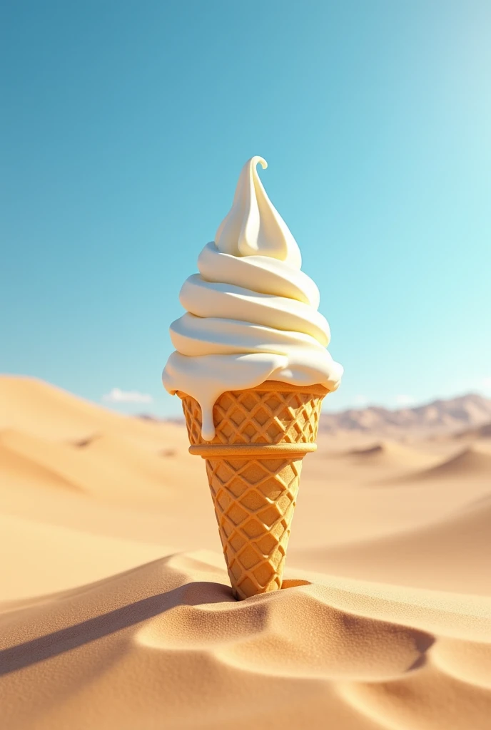 Create a ice cream cone in the desert for some Instagram stories