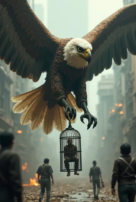 MUTANT EAGLES PLACING HUMANS IN CAGES