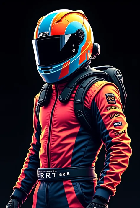 nft, racing suit with helmet, character, characterdesign, illustration, vectorart, cartoon, black background, 