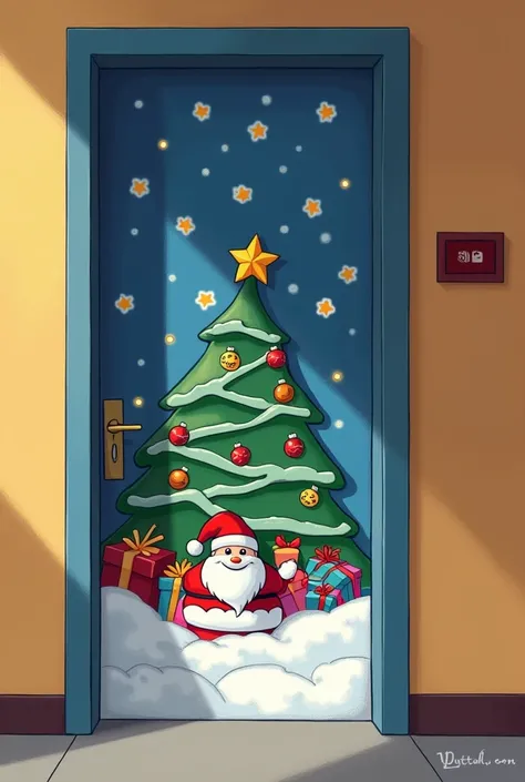 I have a contest in which the door of the Christmas office has to be decorated, I need you to give me ideas on how to decorate and the decoration is based on the values, mission and vision of the institution, I will attach the document of what they request...