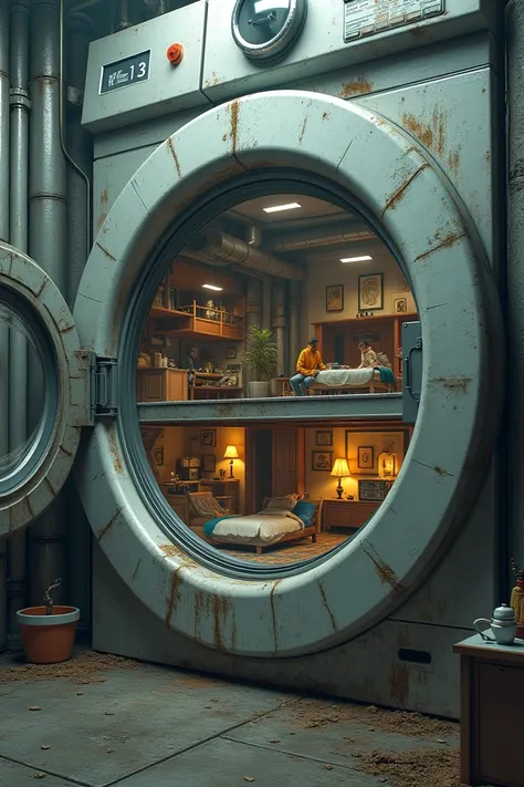 An entire apartment in an oversized washing machine 