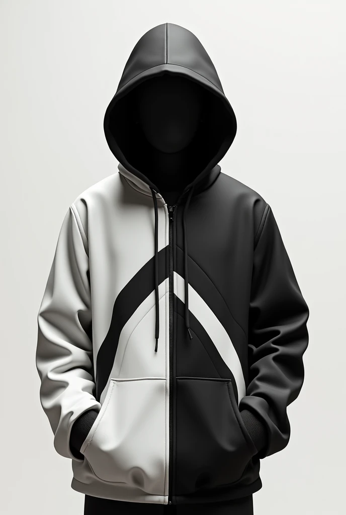 I creat a man black and white hoodie with abstract lines and center zip design more decent abstract is 3d