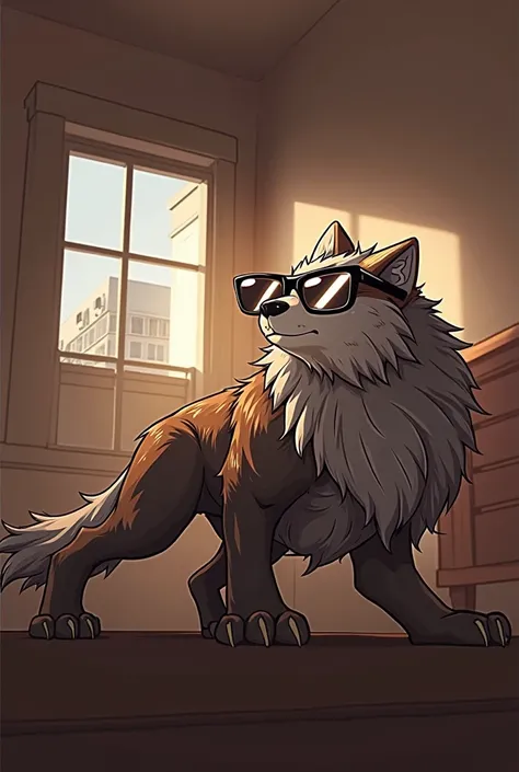 Wolf character with sunglasses Solo, 