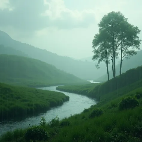 the rainy season scenery without people or animals