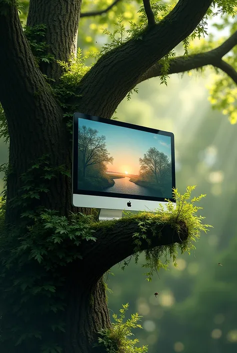 A monitor in a tree 