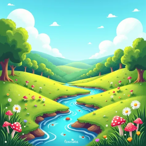 summer cartoon scenery without people or animals