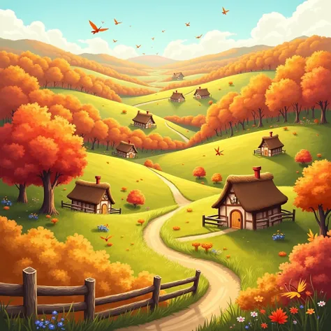 autumn cartoon scenery without animals or people