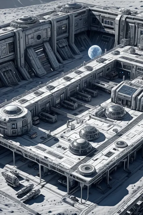 Moon Base, science fiction, by Duncan Fegredo.
best quality, masterpiece, intricate details, ultra-detailed