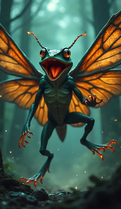 **Prompt for Hybrid Fusion Animal (Moth + Frog) in Angry, War Roar Mood:**

Design a striking and eerie hybrid creature that merges the **delicate, ethereal traits of a moth** with the **agile, powerful features of a frog**. The creature’s body should have...