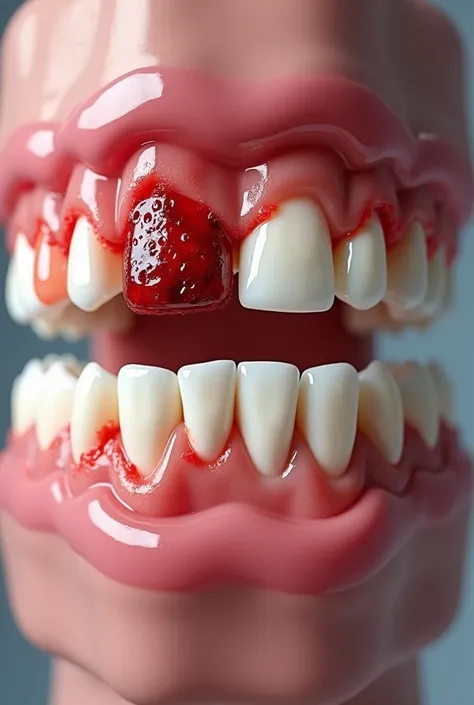 Draw me a comparison between bleeding gums and healthy teeth