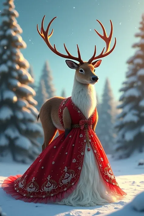 Realistic reindeer Christmas dress 