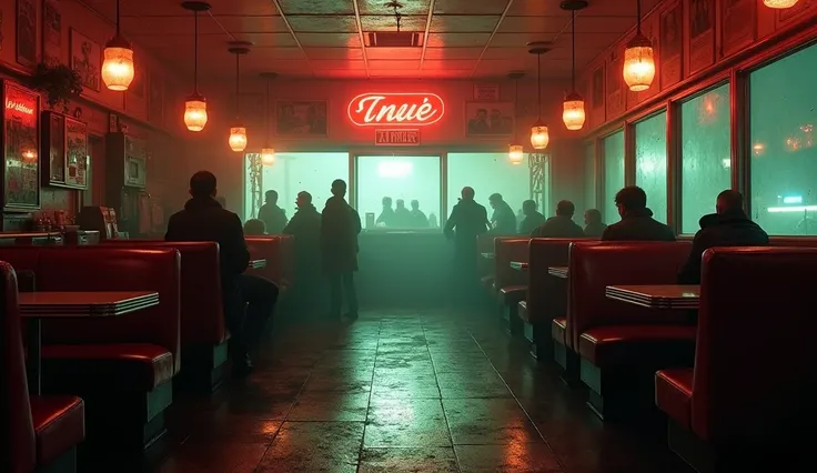 A dark looking American diner 