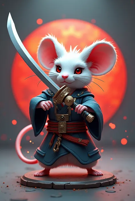 3D game logo samurai mouse with cool sword 