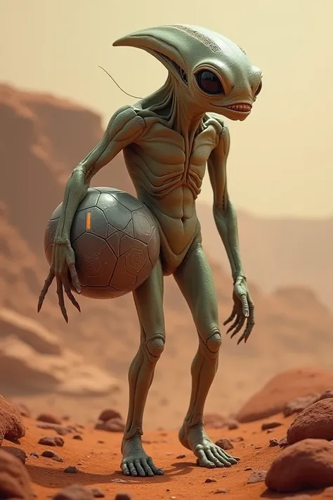 A creature with football coming from mars