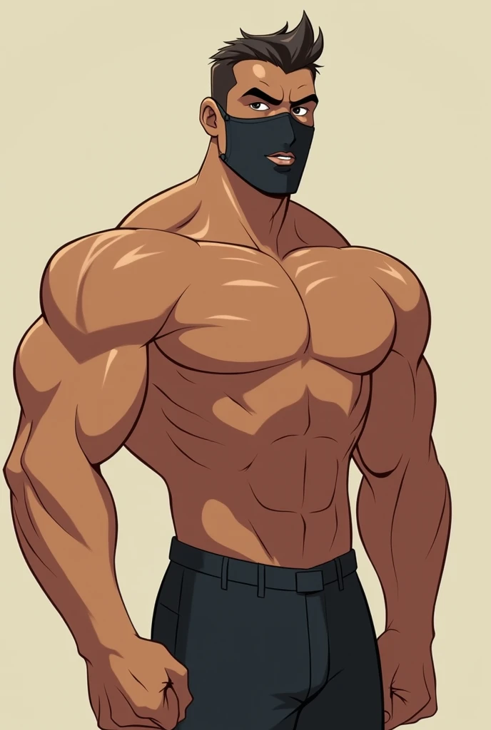 CONCISE 2D ANIMATION OF SLIGHTLY MUSCLED MAN WEARING A MASK