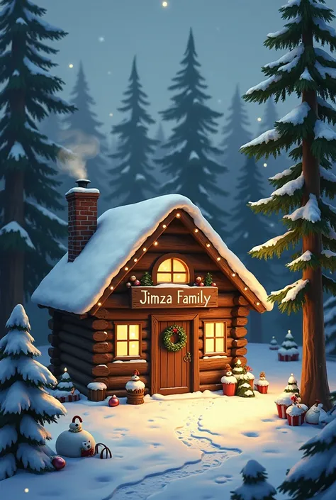 Image alluding to Christmas with the phrase JIMZA family without people 