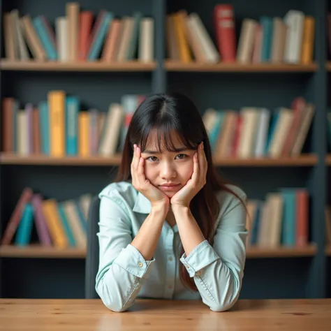 I want to create a instagram poster of square shape about a seminar held in a university on the topic "Studies Stress Management" use something like book shelves in the background and use a stressed student in the poster