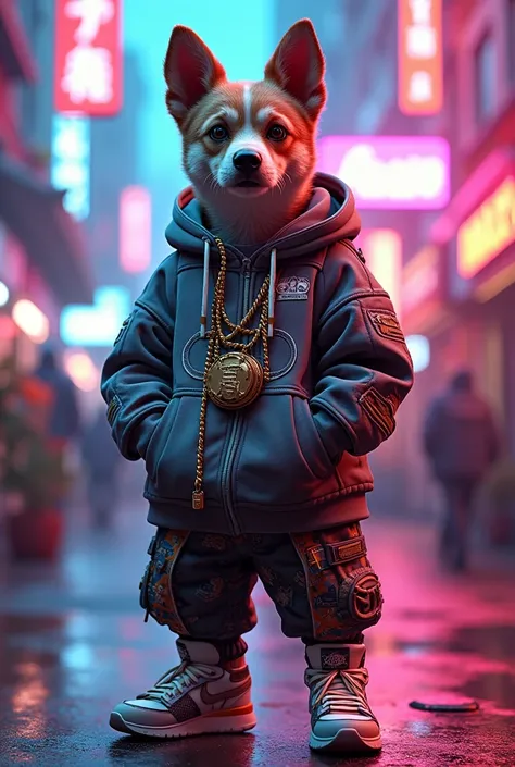  Full body dog 3D rendering | Arcadias hood style  | intricate,  dressed in urban streetwear  | Fashion |  vivid colors ,  ultra detailed  |  unreal engine rendering 