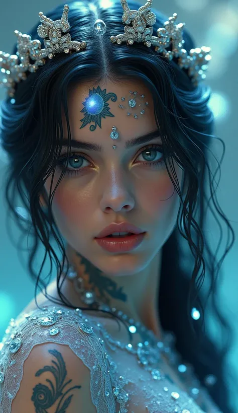  Woman like Megan Fox ,  Ana de Armas and Scarlett Johansson,indescribable beauty, very pretty,ethereal,electrical effects, her skin has chameleonic properties ,cuttlefish and octopus, that can change color and shape at will . she doesnt need clothes or je...