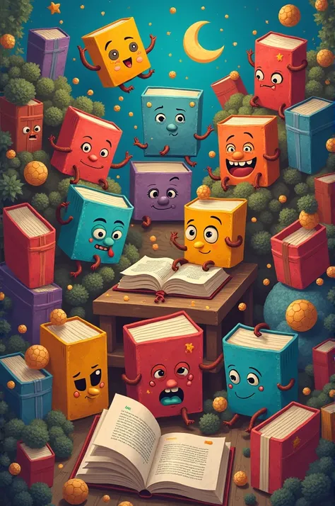 So many colorful  books  cartonize