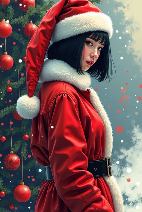 ((masterpiece, Highest quality)), (((whole body :1.5))), 32K Wallpapers, Very detailed, Poster, (((geometric cinematic movie Poster))), colorful comic book pulp art, neo pop art, beautiful hot cute super stylish japanese female bob hair standing wearing Sa...