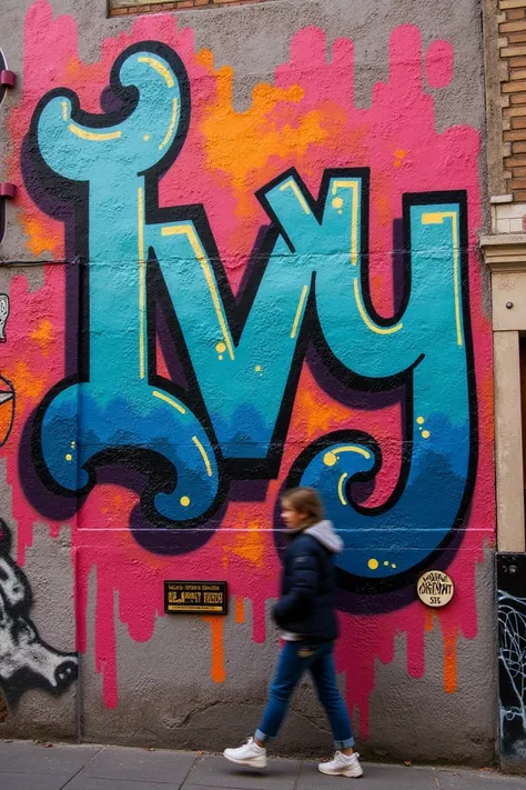 Graffiti style street art with the name Ivy
