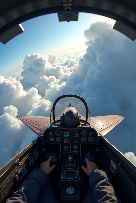 cockpit view of cloudy skies