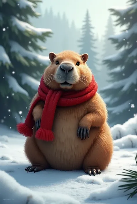 A more realistic Christmas capybara 