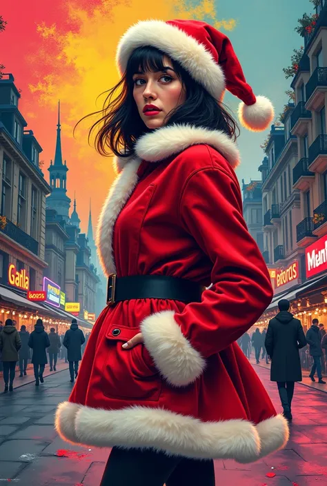 ((masterpiece, Highest quality)), (((whole body :1.5))), 32K Wallpapers, Very detailed, Poster, (((geometric cinematic movie Poster))), colorful comic book pulp art, pop art, beautiful hot cute super stylish japanese female, standing in the streets of pari...