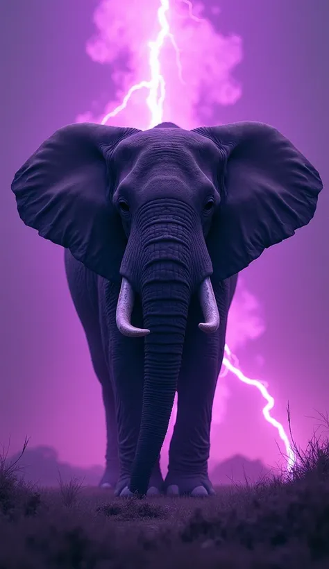 Give me a image elephant and purple fire 