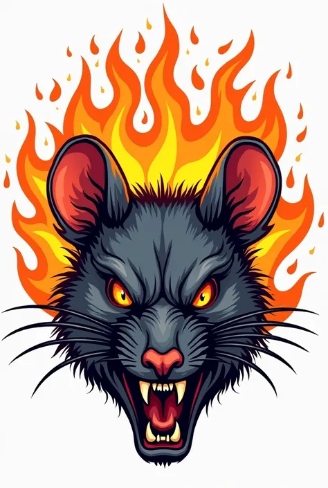 Logo Fire head rat Tattoo