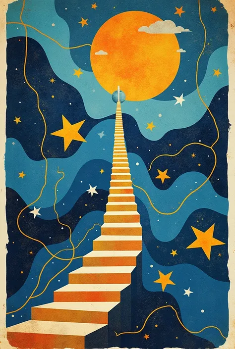 Create an inspiring and dynamic tarot card collage for Day 29, inspired by modern artists like Kandinsky and Miró. The Roman numeral XXIX should be bold and prominently placed in an artistic serif font. The collage should feature a symbolic staircase or as...