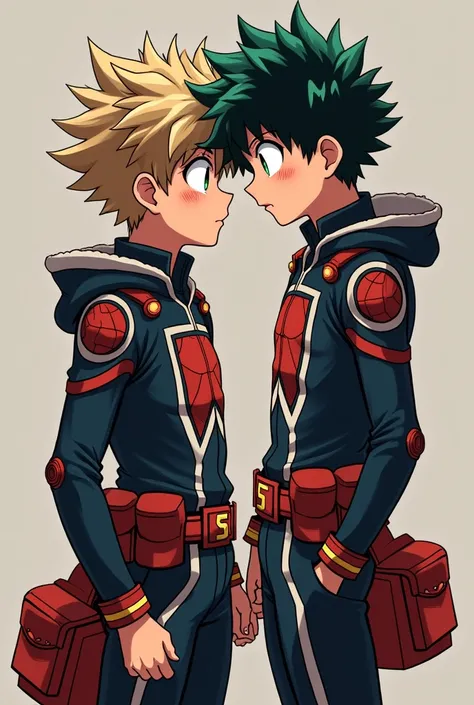 Create the characters from the anime My Hero Academia Izuku Midoriya and Bakugou Katsuki 
Fucking each other