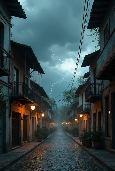 Image of an old town in the city of Ponta Grossa Pr with a storm brewing in the background