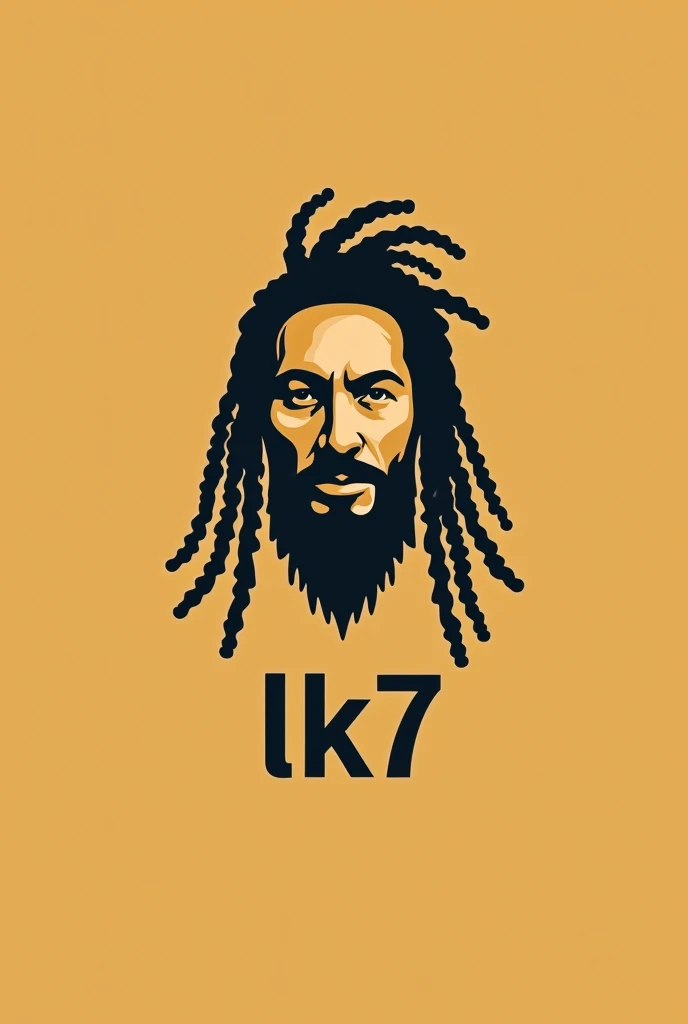 crée moi un logo baber en or ayant pour emblème un homme sans visage avec des dread locks et comme nom « LK7 »