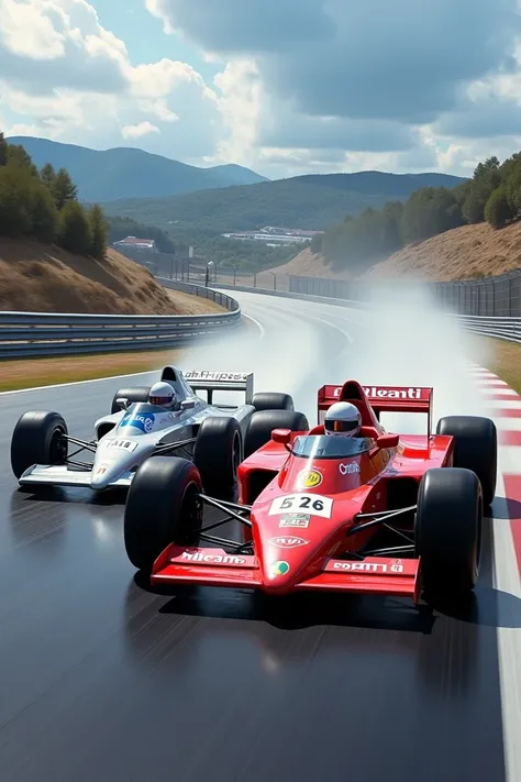 Circuit Paul Ricard with two cars from the 1980s 