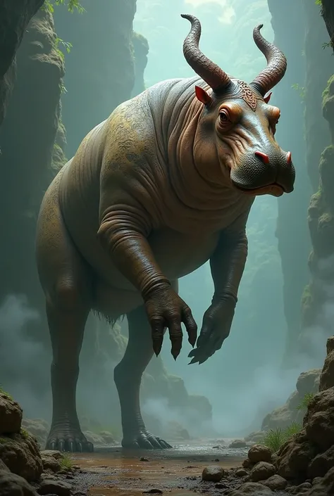 Biblika beast by Kolor Karbon similar to a hippopotamus with very thin legs and cuerns