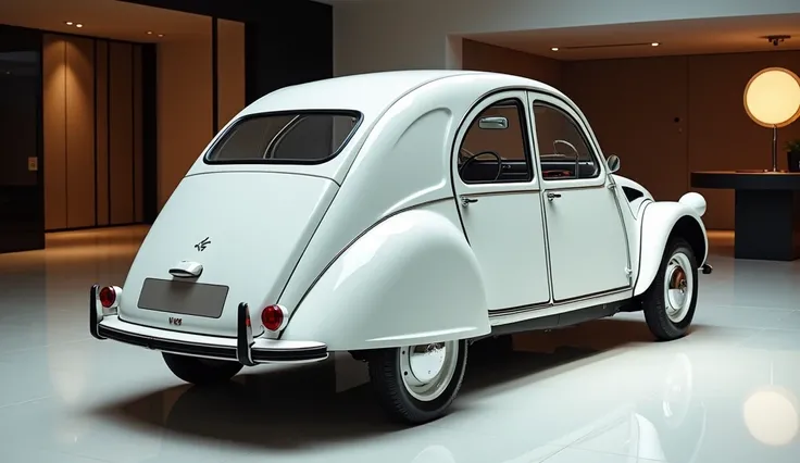 2025 Citroen 2cv car in the stand luxurious showroom white colour back side view 