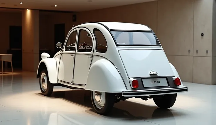 2025 Citroen 2cv car in the stand luxurious showroom white colour back side view 