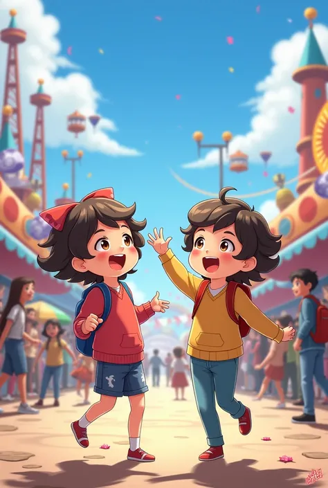  Raising the two ren in an amusement park, They are the best siblings  