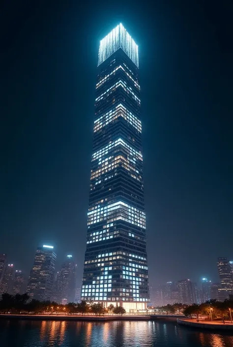 30-story building at night white light