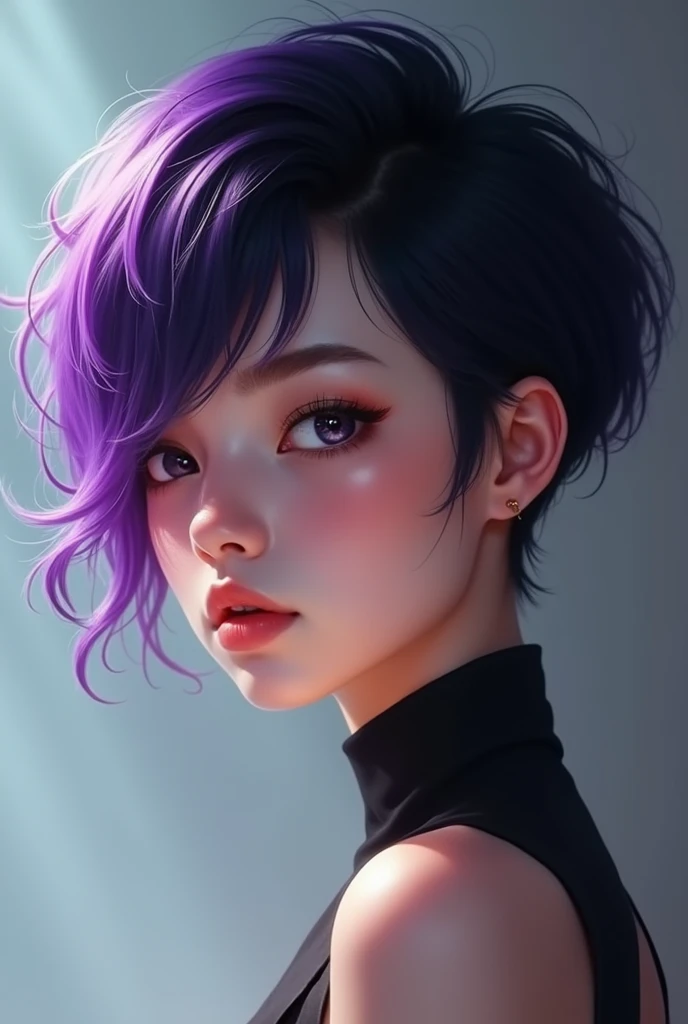 black and purple hair girl wallpaper
