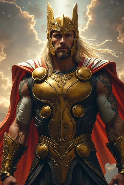 Thor, Golden And White Suit, Helmet, Golden And White Cape, Marvelous, Awesome, Realistic, High Detailed